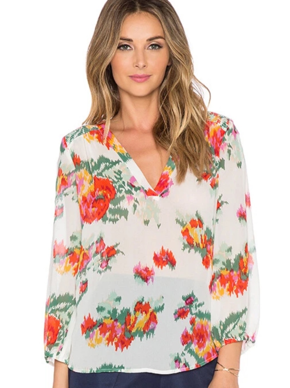 Joie Axcel Floral Print Silk Blouse size L